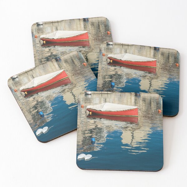 Item preview, The Red Maltese Boat - a Little Fishing Boat at Anchor designed and sold by Georgia Mizuleva.