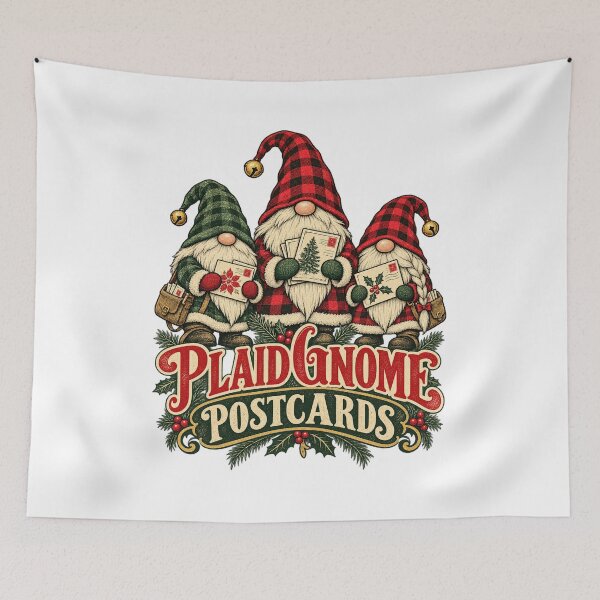 Item preview, Christmas Gnomes Plaid Postcards Artwork designed and sold by Trailember.