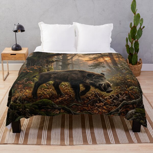 Item preview, Majestic Wild Boar in Autumn Forest designed and sold by TammyHunterArt.
