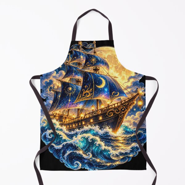 Item preview, Celestial Moonlit Pirate Ship Ocean Fantasy Artcelestial pirate ship designed and sold by heeyalittlemind.