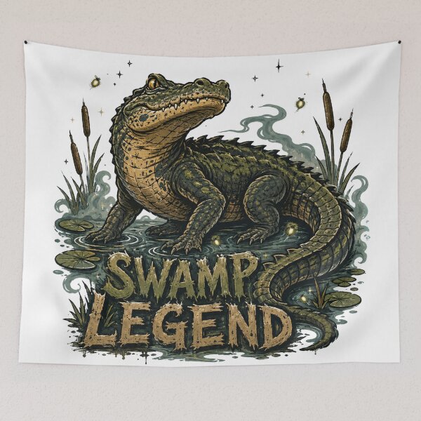 Item preview, Alligator Vintage Wildlife Southern Bayou Reptile Nature Swamp Legend Quote Art designed and sold by inkoutninja.