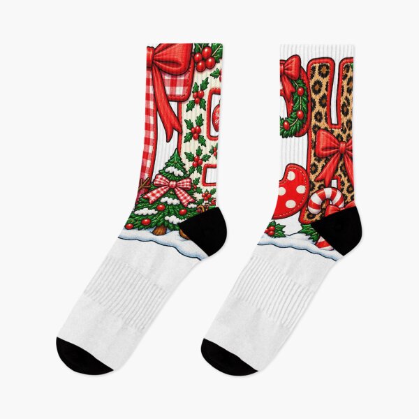Item preview, Christmas Teach Patchwork Lettering with Festive Red Bows designed and sold by Taniyah Gomes.
