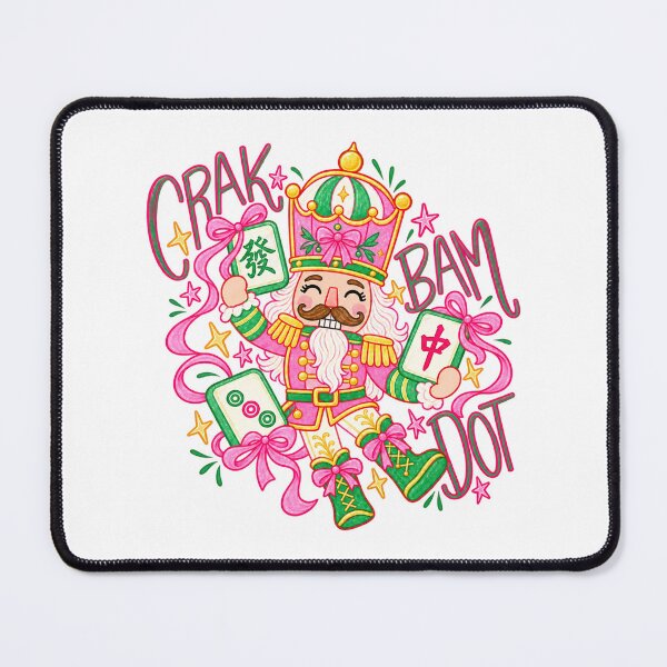 Item preview, Pink Christmas Nutcracker Holding Mahjong Tiles designed and sold by Taniyah Gomes.