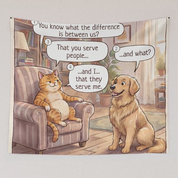 Item preview, Funny Cat and Dog Logic – Pets Comic Art designed and sold by TTERRA.
