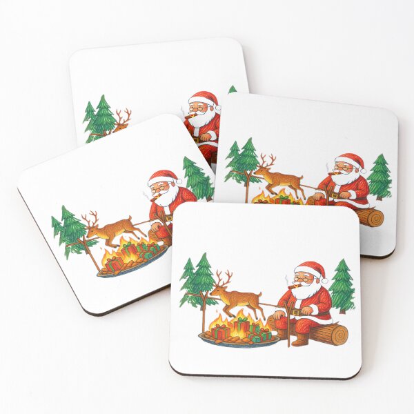 Item preview, Christmas Dinner is ready Dark Humor Anti-Christmas Santa Roasting Reindeer designed and sold by Stefanrajzer.