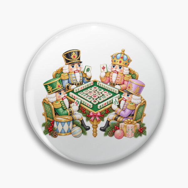 Item preview, Christmas Nutcrackers Playing Mahjong Around Festive Table designed and sold by Chaya Reid.