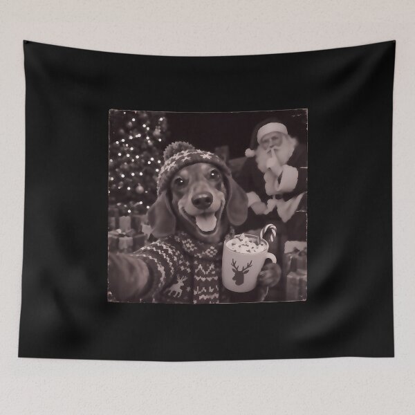 Item preview, Funny Christmas Dachshund Dog Selfie with Santa Holiday designed and sold by dan1el-kratolin.