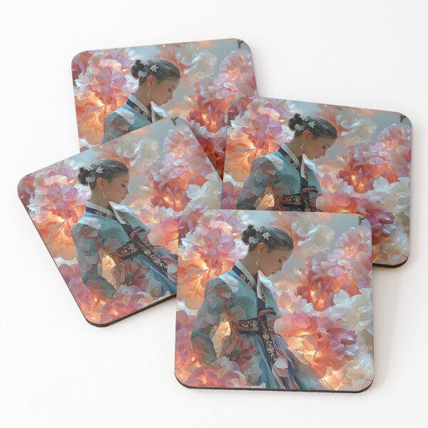 Item preview, Elegant Woman in Hanbok with Glowing Flowers designed and sold by colorful-white.