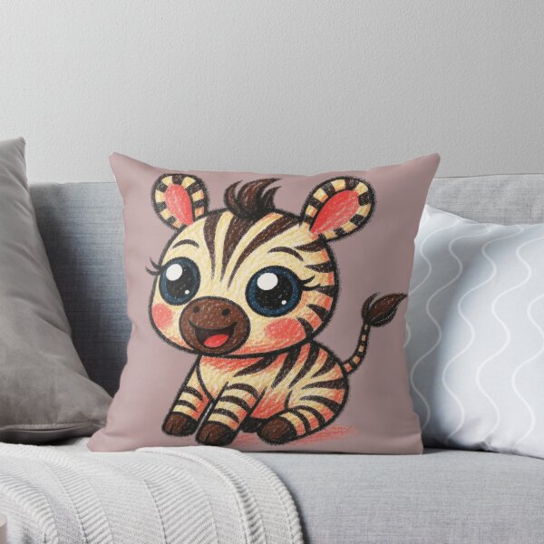 Item preview, Cute Baby Zebra – Kawaii Cartoon Animal Crayon Art designed and sold by Mousy17.