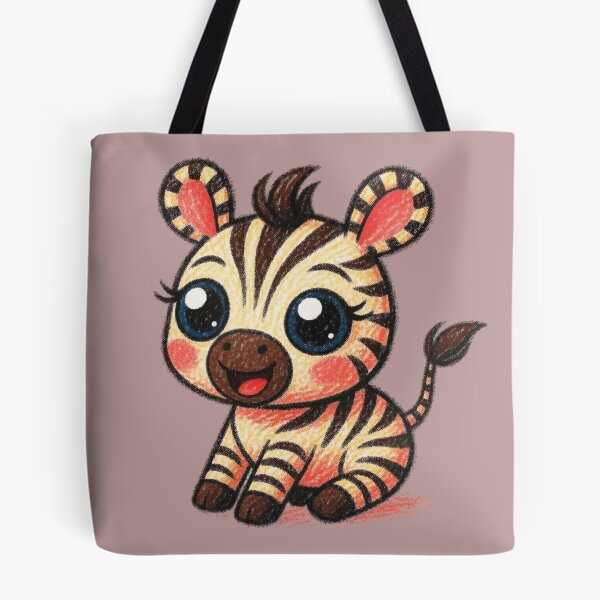 Item preview, Cute Baby Zebra – Kawaii Cartoon Animal Crayon Art designed and sold by Mousy17.
