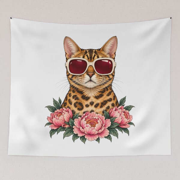 Item preview, Cool Bengal Cat with Red Sunglasses Art designed and sold by Old's Cool Cat Studio.