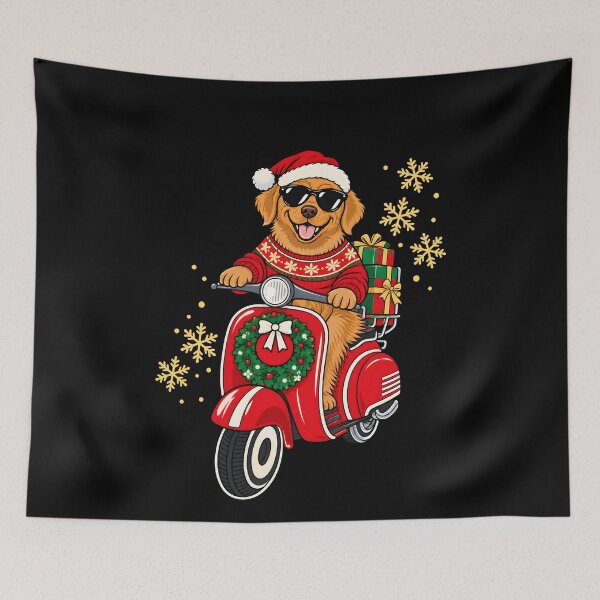 Item preview, Christmas Dog Riding Scooter Festive Puppy designed and sold by jarlinxsanchez.