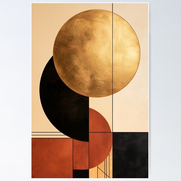 Item preview, The Golden Sun – Bauhaus Poster in Gold designed and sold by RAGANADesign.