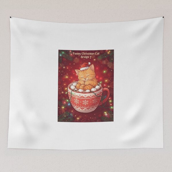 Item preview, Cozy Ginger Kitten Sleeping in Hot Cocoa Mug Christmas designed and sold by SAMORA ORIGINALS.