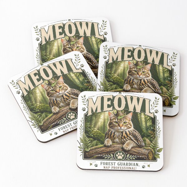 Item preview, Meowl Cat Owl Meme - Forest Guardian Tabby Cat on Log Vintage Style designed and sold by pawsome purrfect.