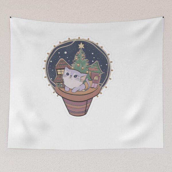 Item preview, Cute Lavender Cat Christmas Village designed and sold by For-Cat Studio.