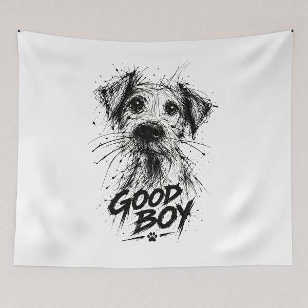 Item preview, Good Boy – Expressive Black and White Dog Sketch designed and sold by Onviton.