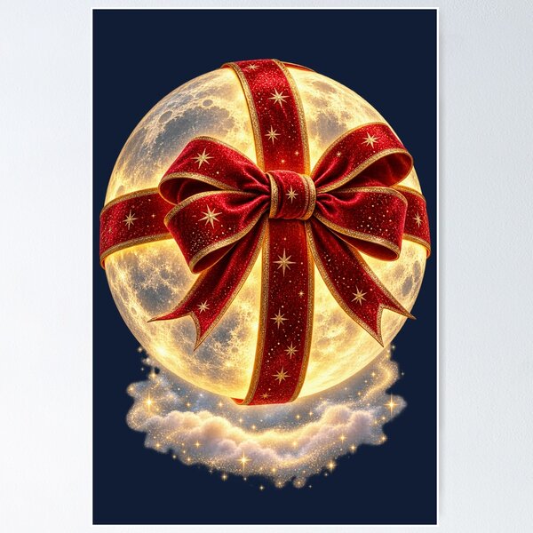 Item preview, Regalo de Navidad de la Luna Dorada – Fantasía Navideña Celestial designed and sold by MetaModel Editions.