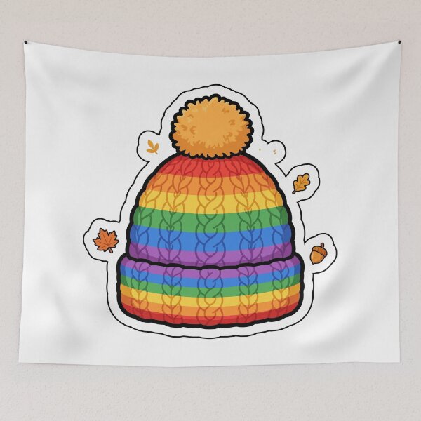 Item preview, Rainbow Knit Beanie Winter Cozy designed and sold by StateofQueer.