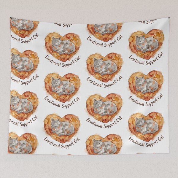 Item preview, Cute Emotional Support Cat Watercolor Heart Art    designed and sold by bvdesignart.