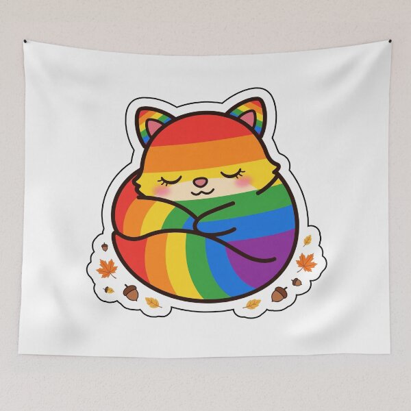 Item preview, Sleepy Rainbow Fox Autumn Nap designed and sold by StateofQueer.