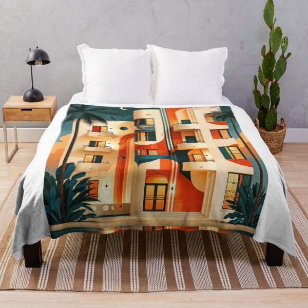 Item preview, Tropical Art Deco Apartment Tower designed and sold by ForeverPrintsOK.