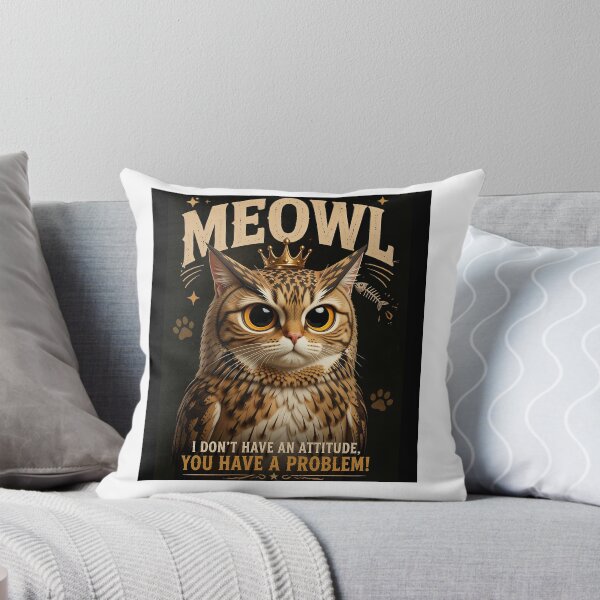 Item preview, Meowl Cat Owl Meme - Dark Ornate Crowned Owl-Cat Portrait with Bold Attitude designed and sold by pawsome purrfect.