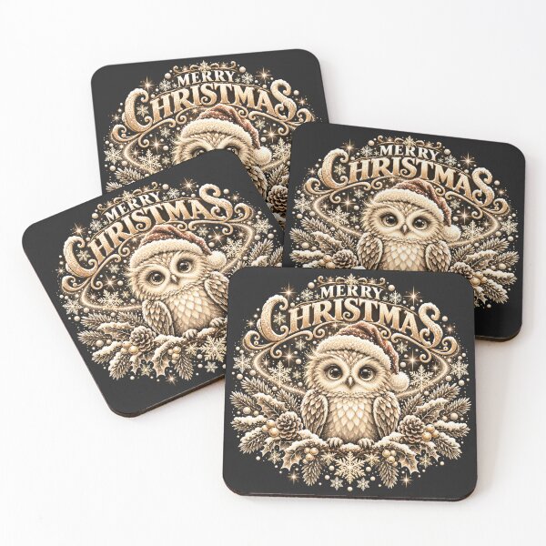 Item preview, Christmas Owl with Santa Hat – Vintage Winter Art designed and sold by wanado.