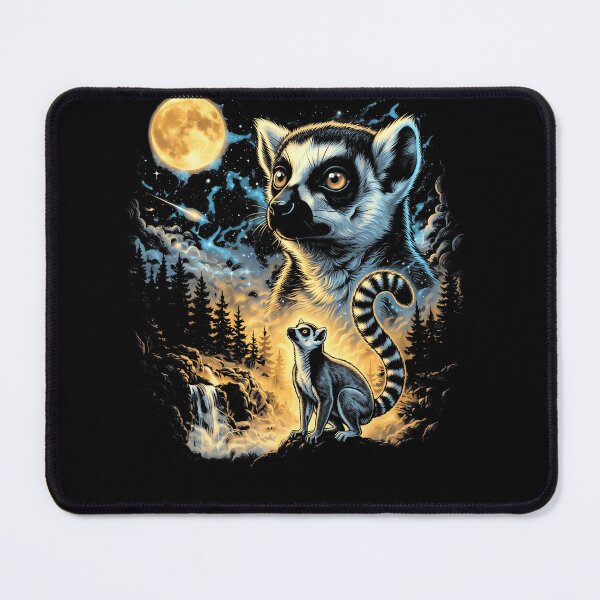 Item preview, Ring Tailed Lemur Moonlit Forest Wildlife Illustration designed and sold by ArcaneArtistry.