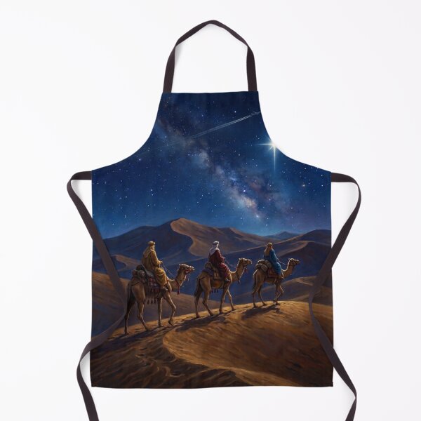 Item preview, Three Travelers on Camels under One Star – Desert Night with an Airliner Contrail designed and sold by EMaviation_.
