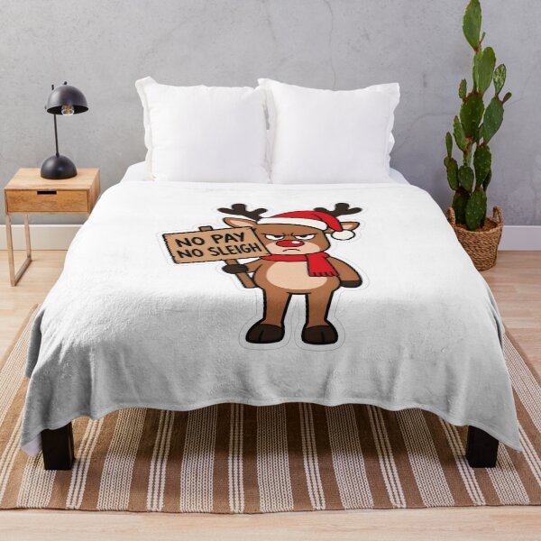 Item preview, No Pay No Sleigh – Funny Reindeer on Strike Christmas Protest Sign designed and sold by RekiStyle.