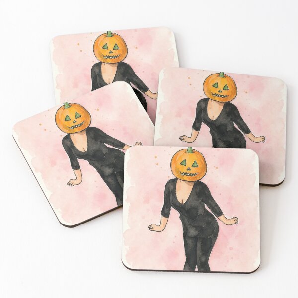 Item preview, Roller Skating Pumpkin Girl - Vintage Spooky Halloween Watercolor designed and sold by Alemway.