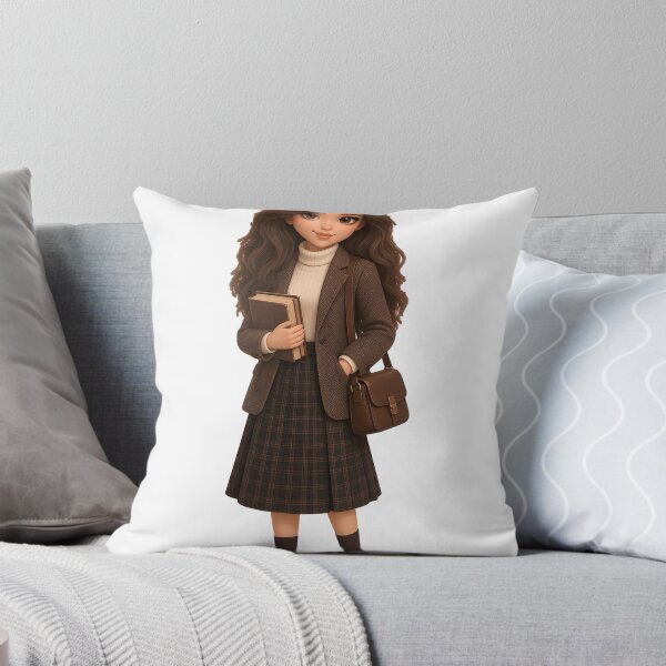 Item preview, Dark Academia Doll Girl with Blazer, Plaid Skirt and Books – Cute Bookish Gift designed and sold by AliceMonberCom.