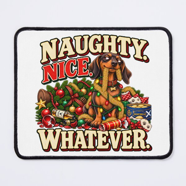 Item preview, Naughty Nice Whatever – Funny Christmas Sausage Dog Dachshund designed and sold by SMalcolmDesigns.