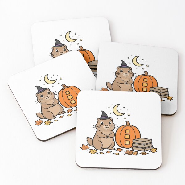 Item preview, Prairie Dog in a Witch Hat with a Pumpkin Lantern, Cute Prairie Dog, Pumpkin, Moon and Stars designed and sold by ElicitaDesign.