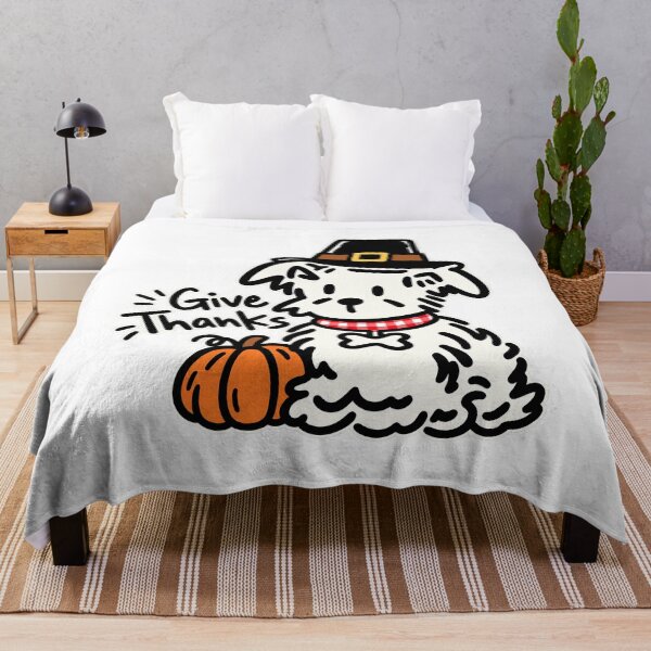 Item preview, Give Thanks Puppy – Cute Thanksgiving Dog with Pilgrim Hat & Pumpkin designed and sold by DesignArtist.ia.