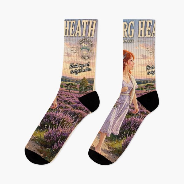 Item preview, Germany — Lüneburg Heath — The Red-Haired Traveler in a Purple Sea of Flowers designed and sold by DibujandoPorfa.