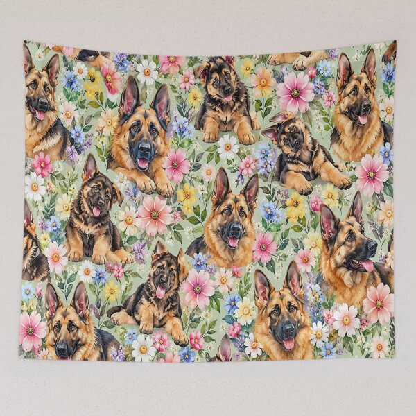 Item preview, German Shepherd Floral Pattern designed and sold by TheInkRaven.