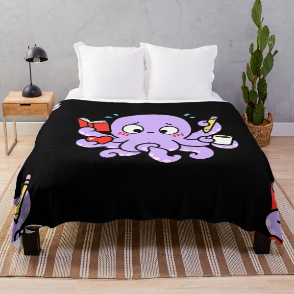Item preview, Funny Kawaii Octopus Multitasking – Cute Lavender Octopus Doodle designed and sold by ColorSplash123.