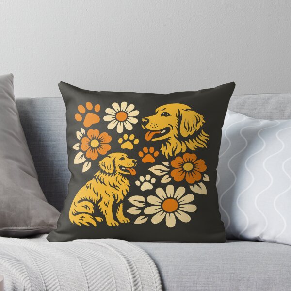 Item preview, 70's vintage golden retriever and flowers designed and sold by Yviemakes.