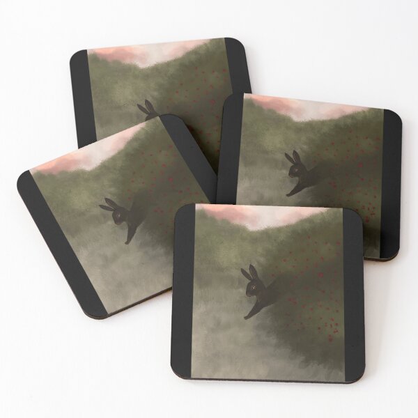 Item preview, Surreal Black Rabbit Leaping from Berry Bush Art designed and sold by J-Mindful.