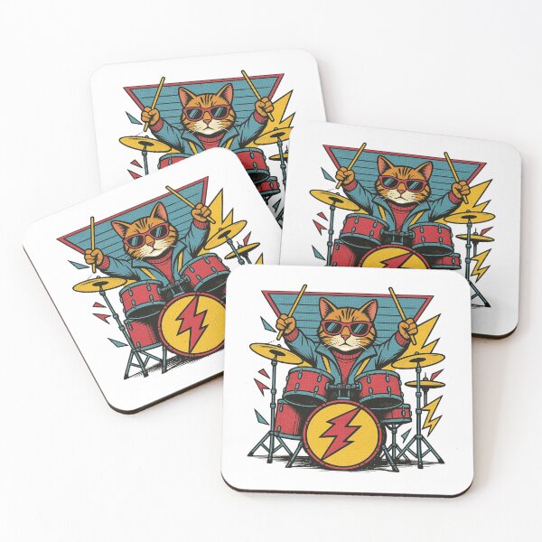 Item preview, Cat Playing Drums Sunglasses Funny Drummer cat Lover Music designed and sold by LinaJannat92.