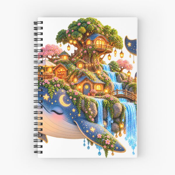 Item preview, Celestial Whale Floating Fantasy Village – Magical Starry Ocean Art designed and sold by heeyalittlemind.
