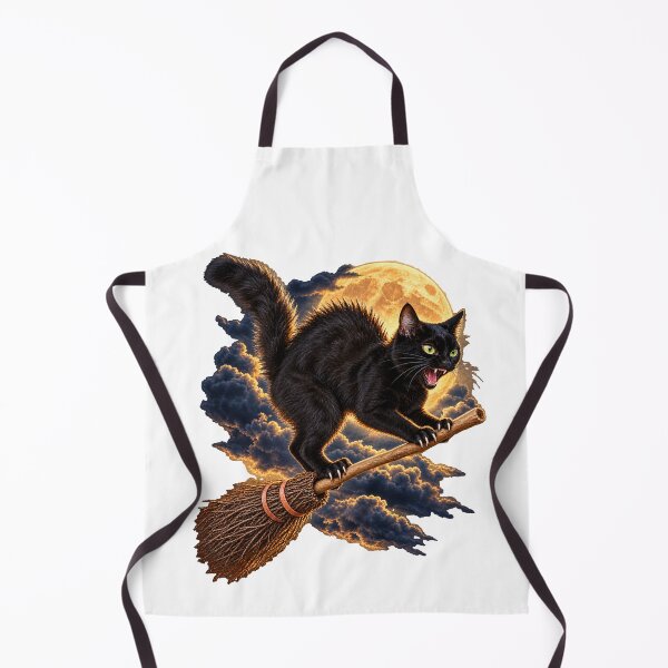 Item preview, Witch's Black Cat on a Broomstick designed and sold by EllieGantDesign.