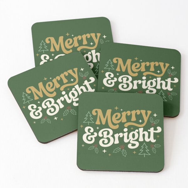 Item preview, Merry and Bright Christmas Typography with Gold and White designed and sold by souque08.