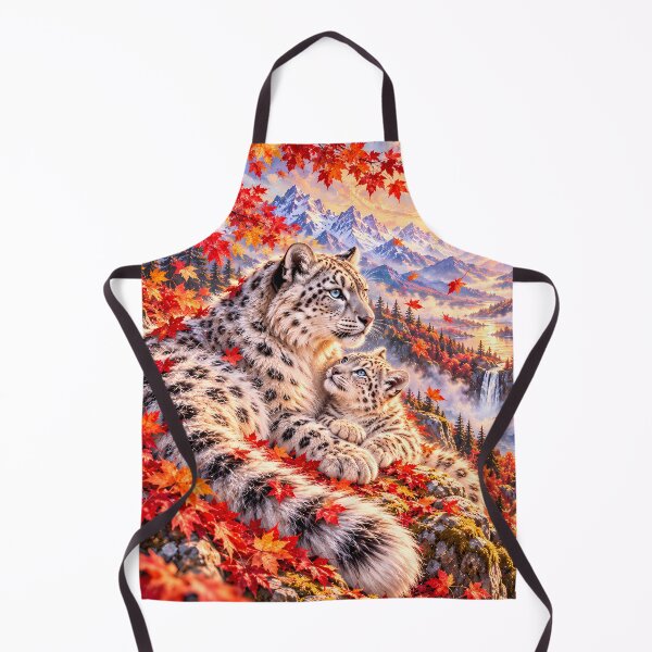 Item preview, Snow Leopard in Autumn Forest – Colorful Fall Leaves Wildlife Art designed and sold by ManJiangHong.