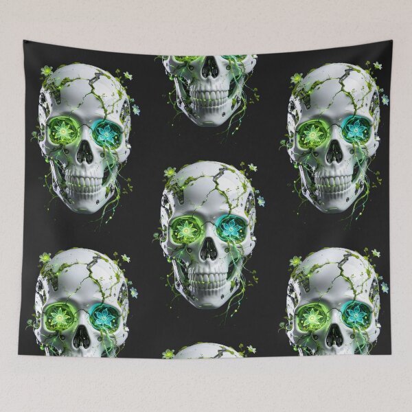 Item preview, Solarpunk Overgrown Mecha Skull - Bio-Mechanical Art designed and sold by GodsMonsterss.