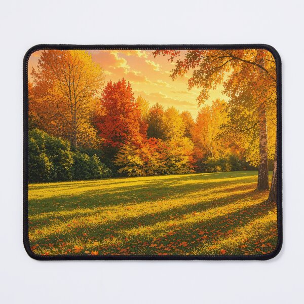 Item preview, Vibrant anime autumn meadow landscape with golden trees and sun flare designed and sold by CielitoArt.