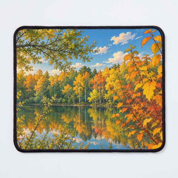 Item preview, Stunning anime autumn lake at sunset with colorful forest reflection designed and sold by CielitoArt.
