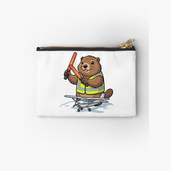 Item preview, Groundhog Marshaller – Cute Ramp Agent with Orange Wands Guiding a Small Plane designed and sold by EMaviation_.
